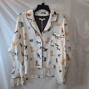 Z Supply Dream State Pup Pajama Top Size L NWT (No Bottoms) All-Over Dog Motif
